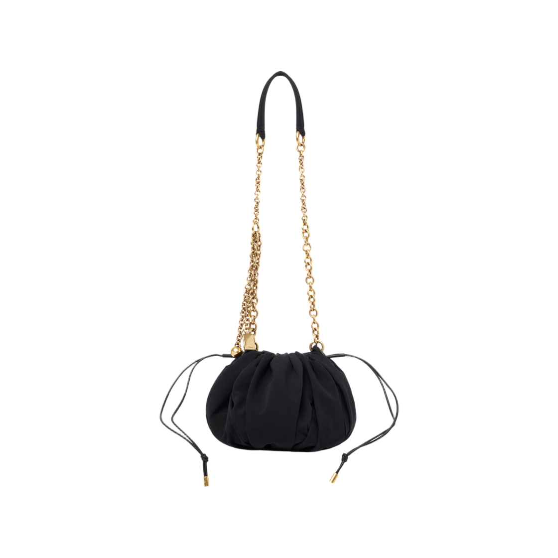 CH26US765S25001 Chloe Plisse Shoulder Bag with Chain in Nylon Black