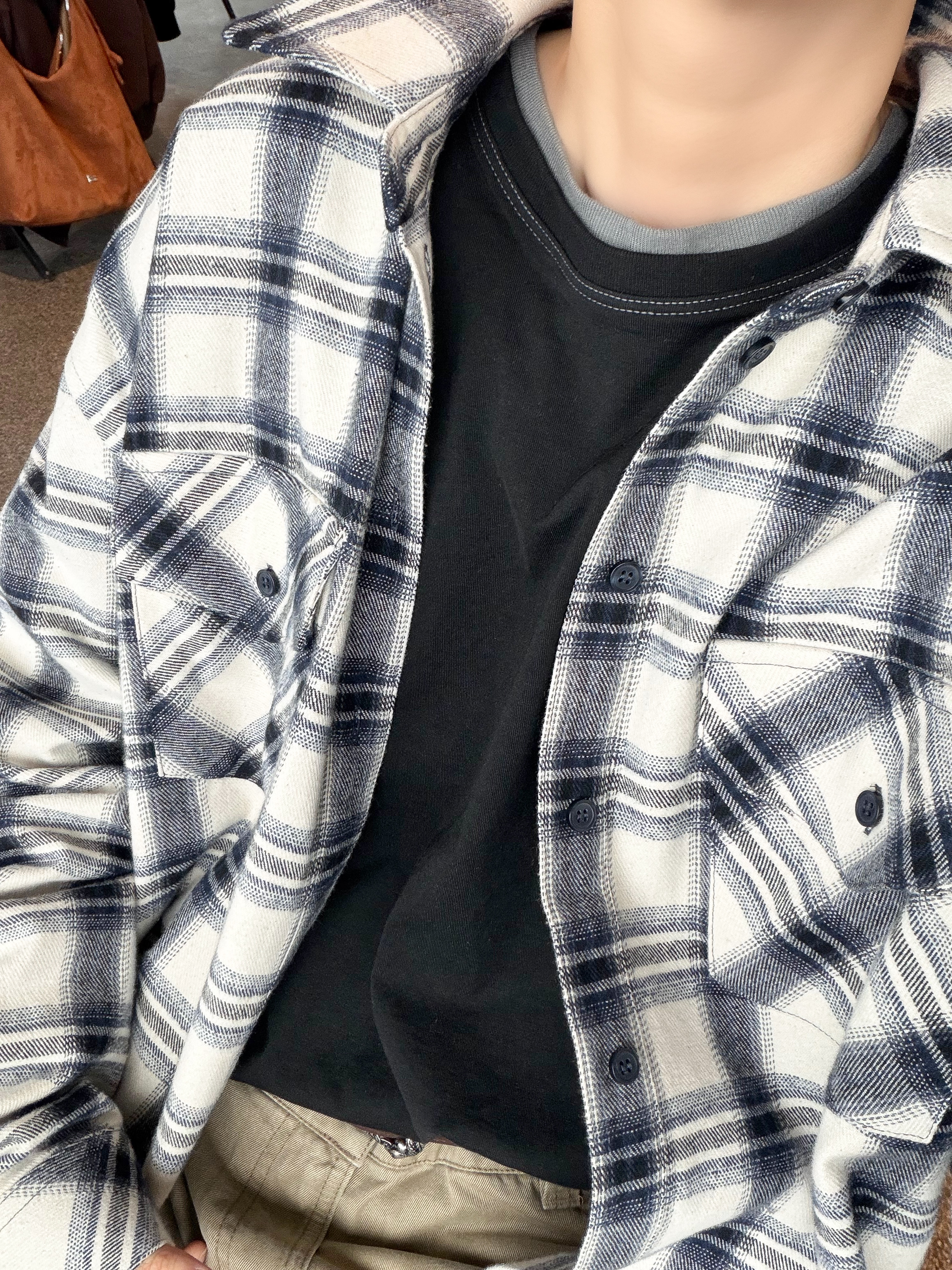 Farfromwhat Far Patch Logo Cap Black, Farfromwhat Far Logo Flannel Shirts 착용 스타일 - 5