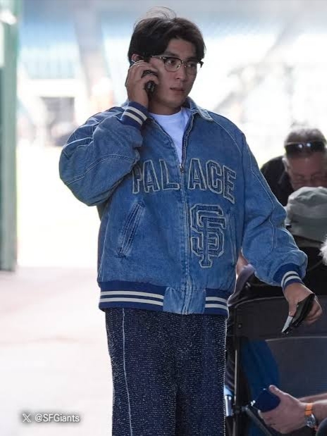 Palace x San Francisco Giants Denim Varsity Jacket Stone Wash - 26SS 착용 스타일 - 2