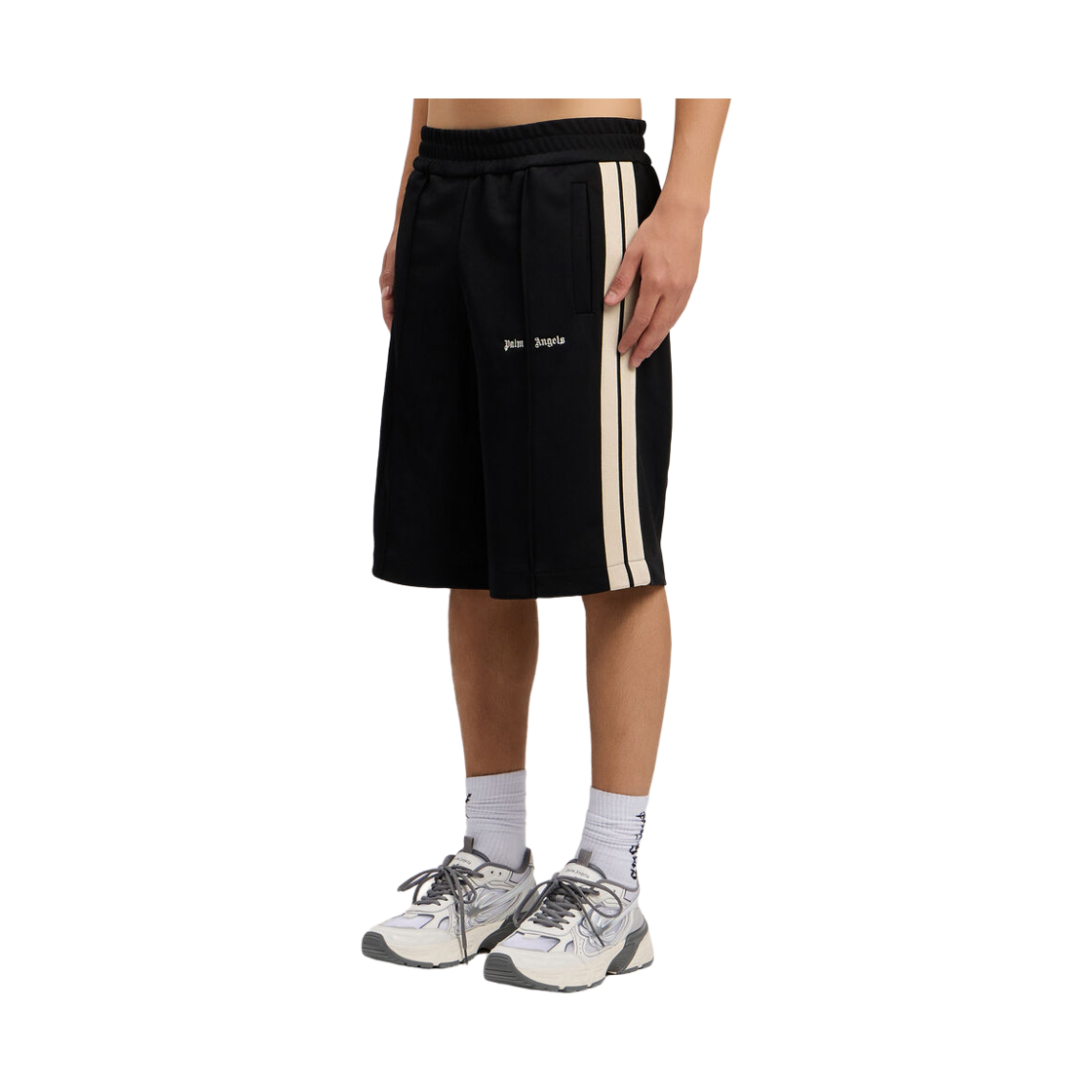 팜엔젤스 클래식 로고 트랙 쇼츠 - 블랙 화이트(Palm Angels Classic Logo Track Shorts - Black Off White) - 3