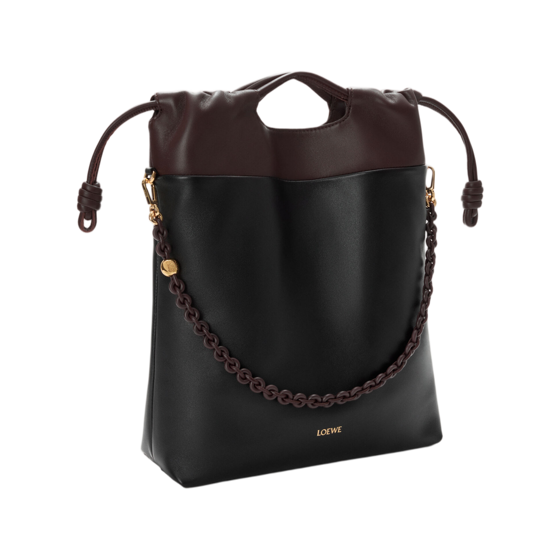 로에베 플라멘코 퍼스 토트 멜로우 나파 램스킨 블랙 다크 체스트넛(Loewe Flamenco Purse Tote In Mellow Nappa Lambskin Black Dark Chestnut) - 2