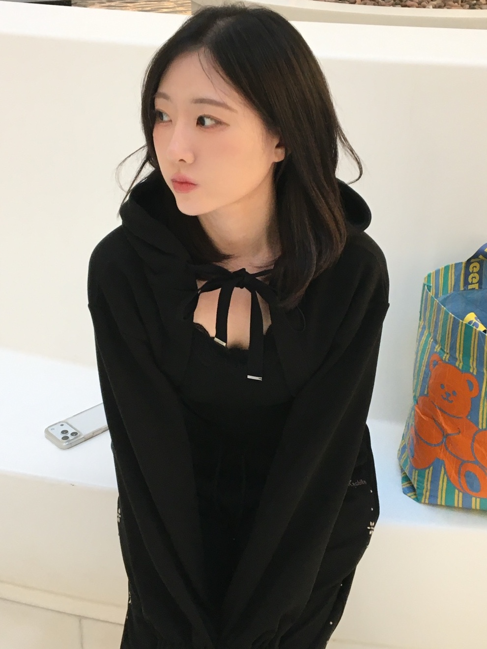 PHOS333 W Hooded Bolero 착용 스타일 - 3