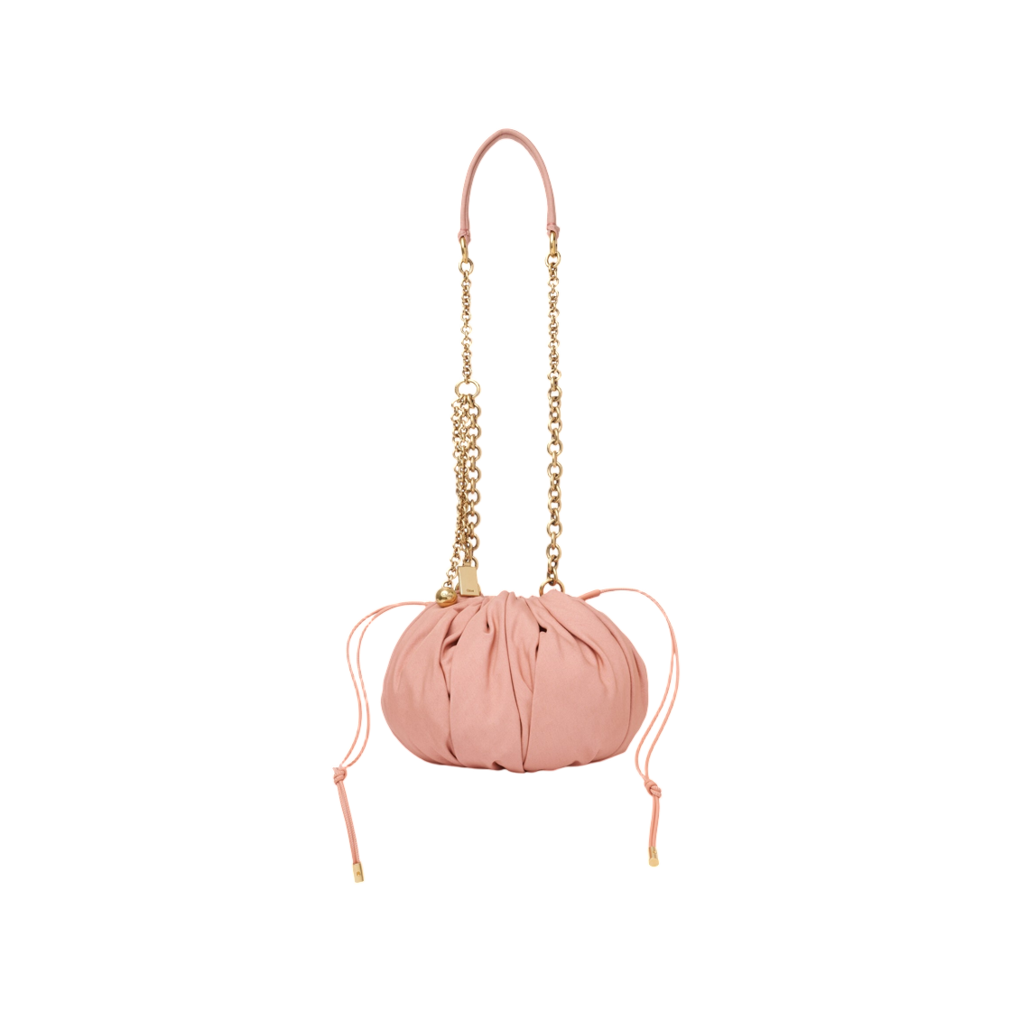 CH26US765S2524M Chloe Plisse Shoulder Bag with Chain in Nylon Summery Beige