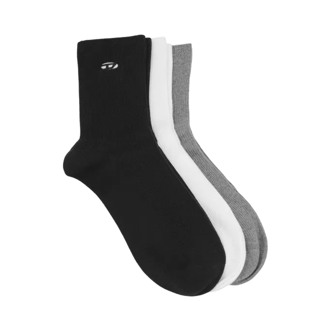 디젤 오발 D 로고 삭스 화이트 블랙 (3개입)(Diesel Oval D Logo Socks White Black (3 Pack)) - 1