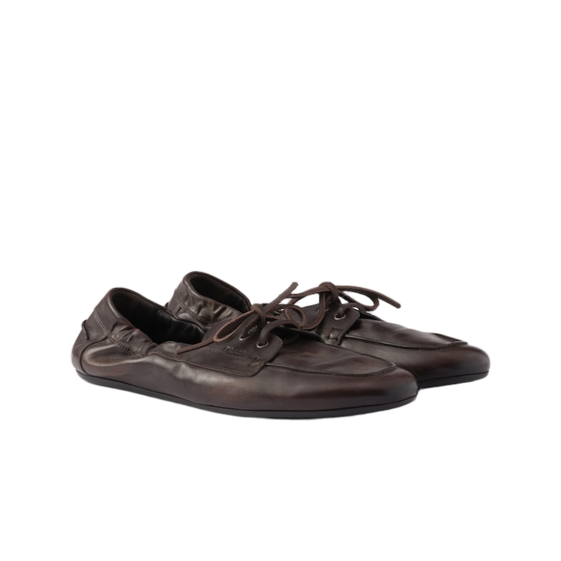 프라다 셔플 앤틱 레더 레이스드 슈즈 다크 브라운(Prada Shuffle Antiqued Leather Laced Shoes Dark Brown) - 2