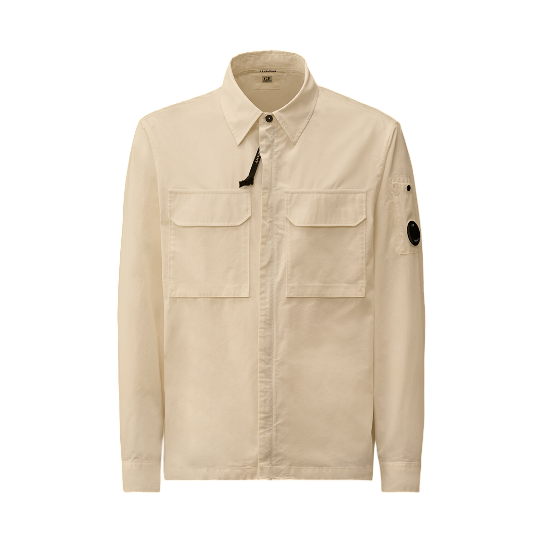 20CMOS156A110143G103 C.P. Company Organic Gabardine Hidden Zip Lens Overshirt Gauze White - 26SS