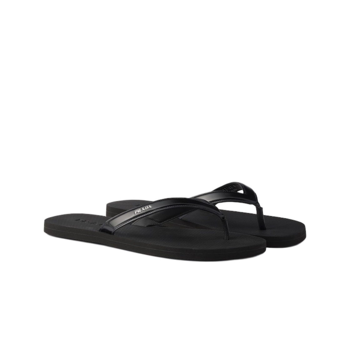 프라다 브러쉬드 레더 플립 플랍 블랙(Prada Brushed Leather Flip-Flops Black) - 2