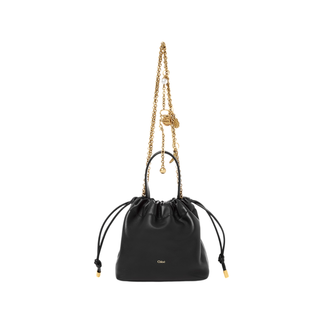 CH26SP126R12001 Chloe Mini Chloe Icons Shoulder Bag with Chain in Soft Leather Black