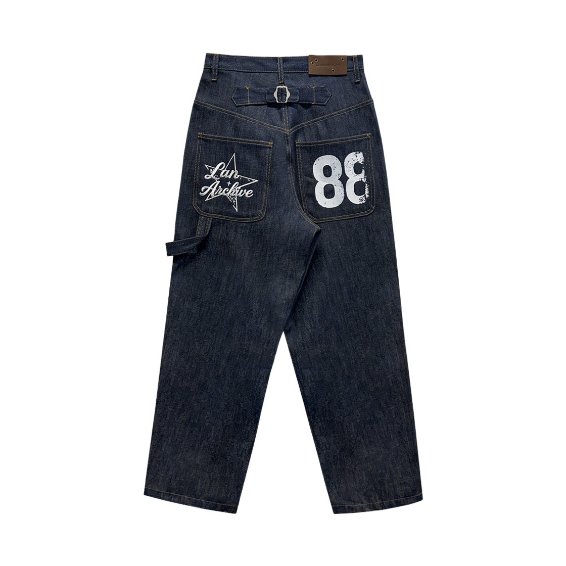 랜 아카이브 0126 88 스타 와이드 데님 팬츠 - 인디고(LAN ARCHIVE 0126 88 Star Wide Denim Pants - Indigo)