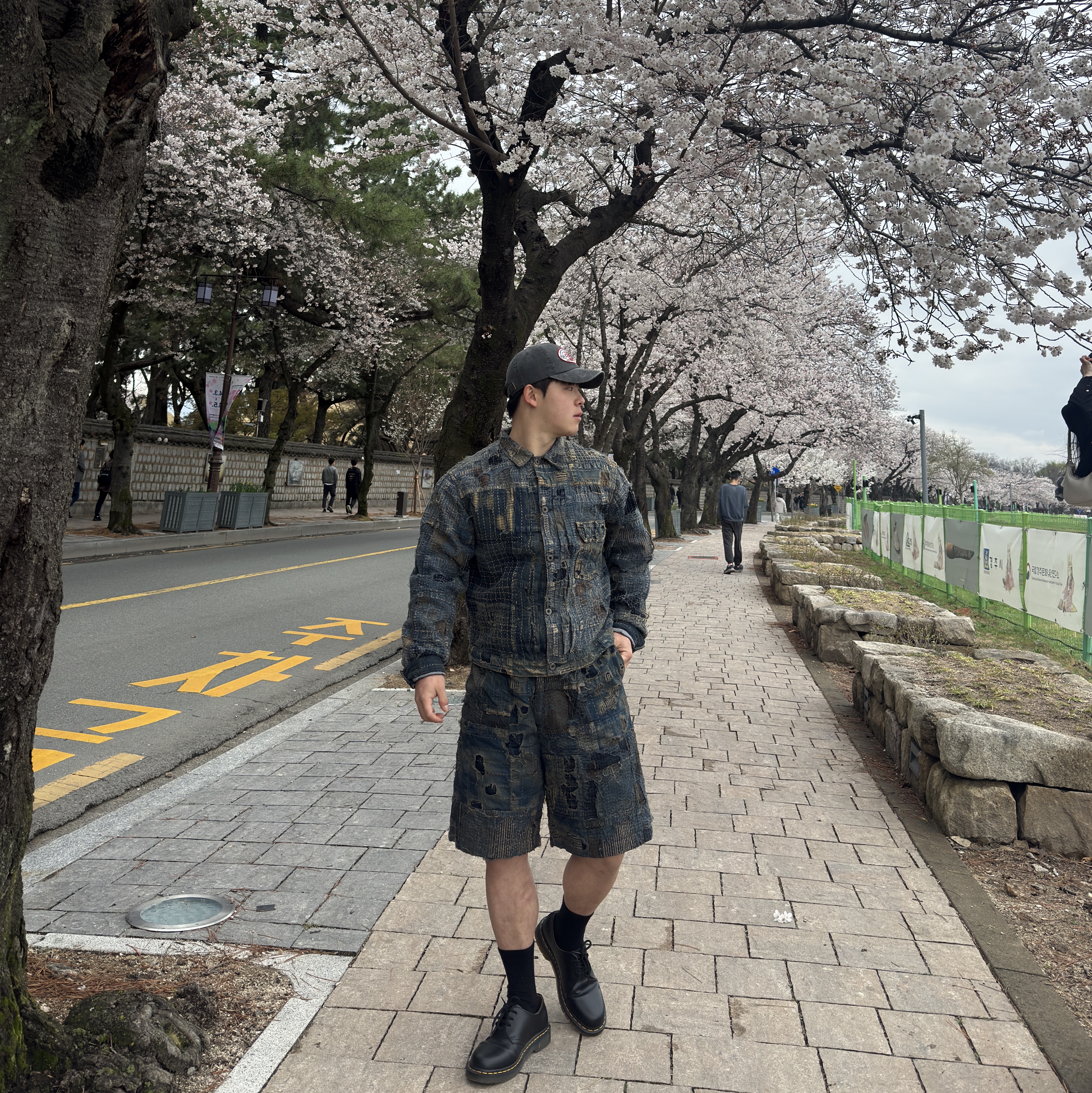 Kapital Boro Spring 1st Jacket Indigo, Kapital Boro Ivy Shorts Indigo 착용 스타일 - 1
