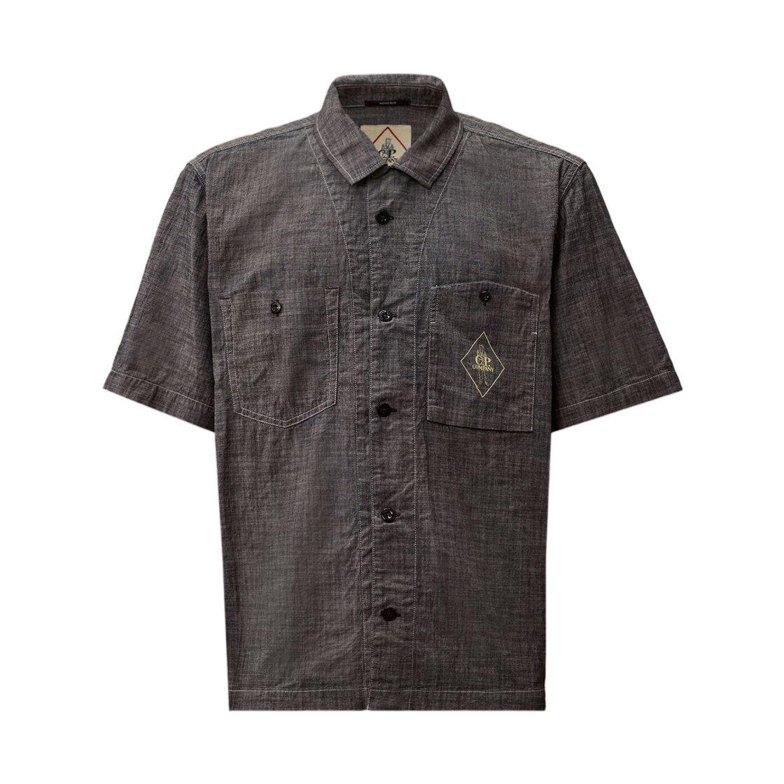 C.P. 컴퍼니 샴브레이 숏슬리브 버튼 셔츠 데님 블루 - 26SS(C.P. Company Chambray Short Sleeve Button Shirt Denim Blue - 26SS)