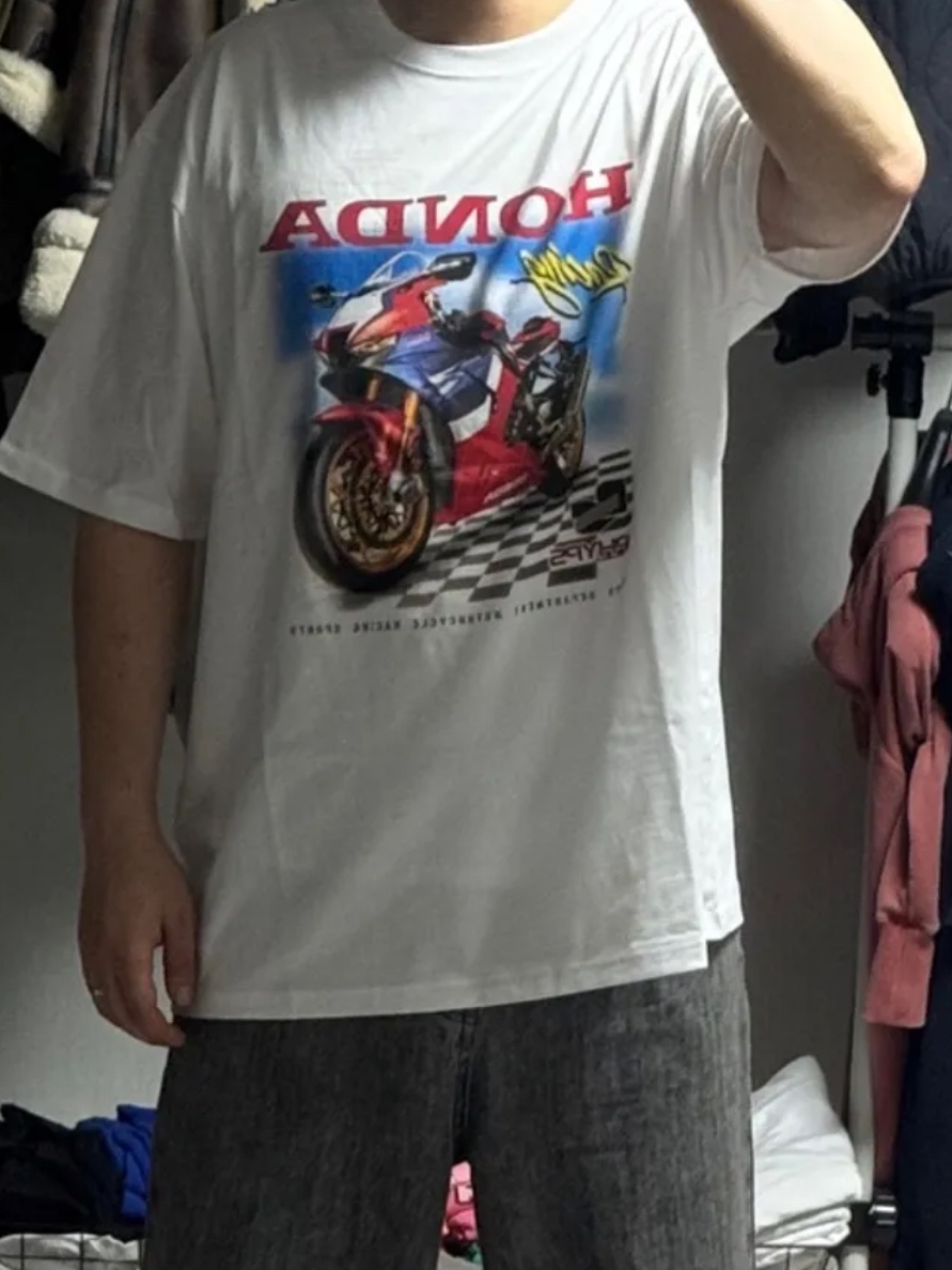 Honda Racing Fire Blade T-Shirt White 착용 스타일