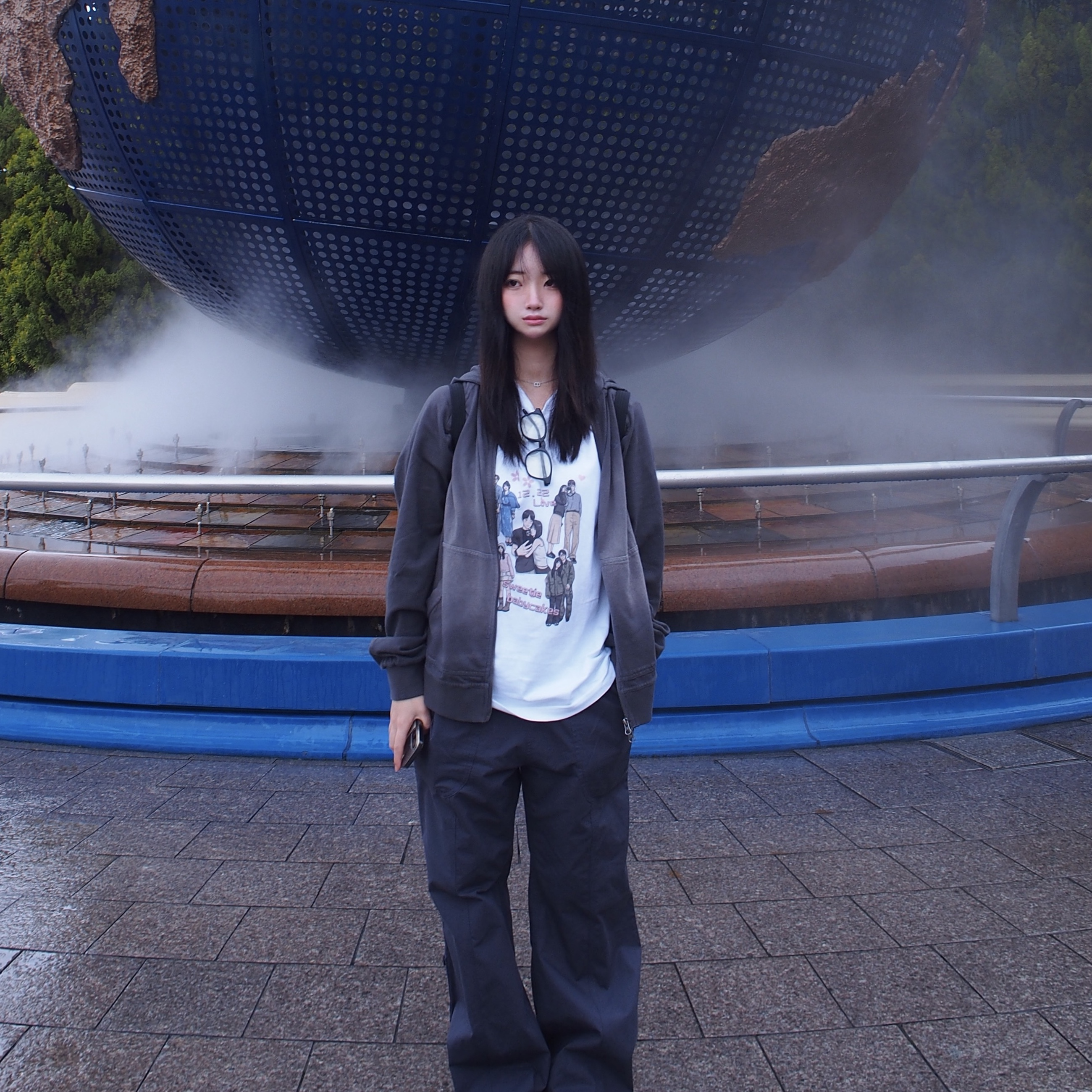 Sansan Gear Washed Hoodie Zip-Up Charcoal, COYSEIO Coy Backpack Purple Grey 착용 스타일 - 1