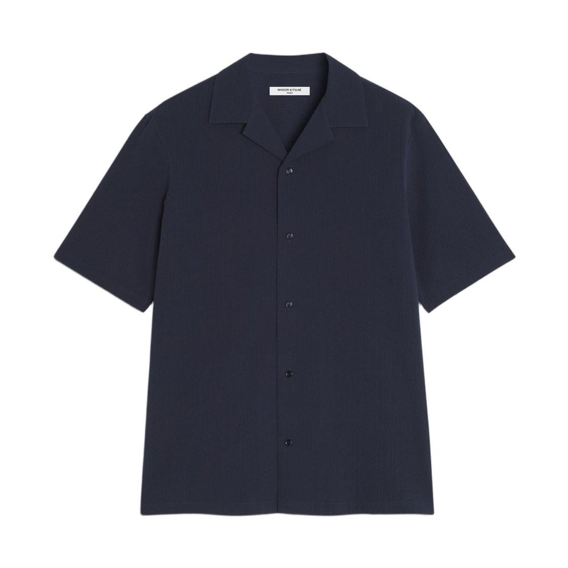 QM00407WC5082-0413 Maison Kitsune Seersucker Resort Shirt Classic Navy