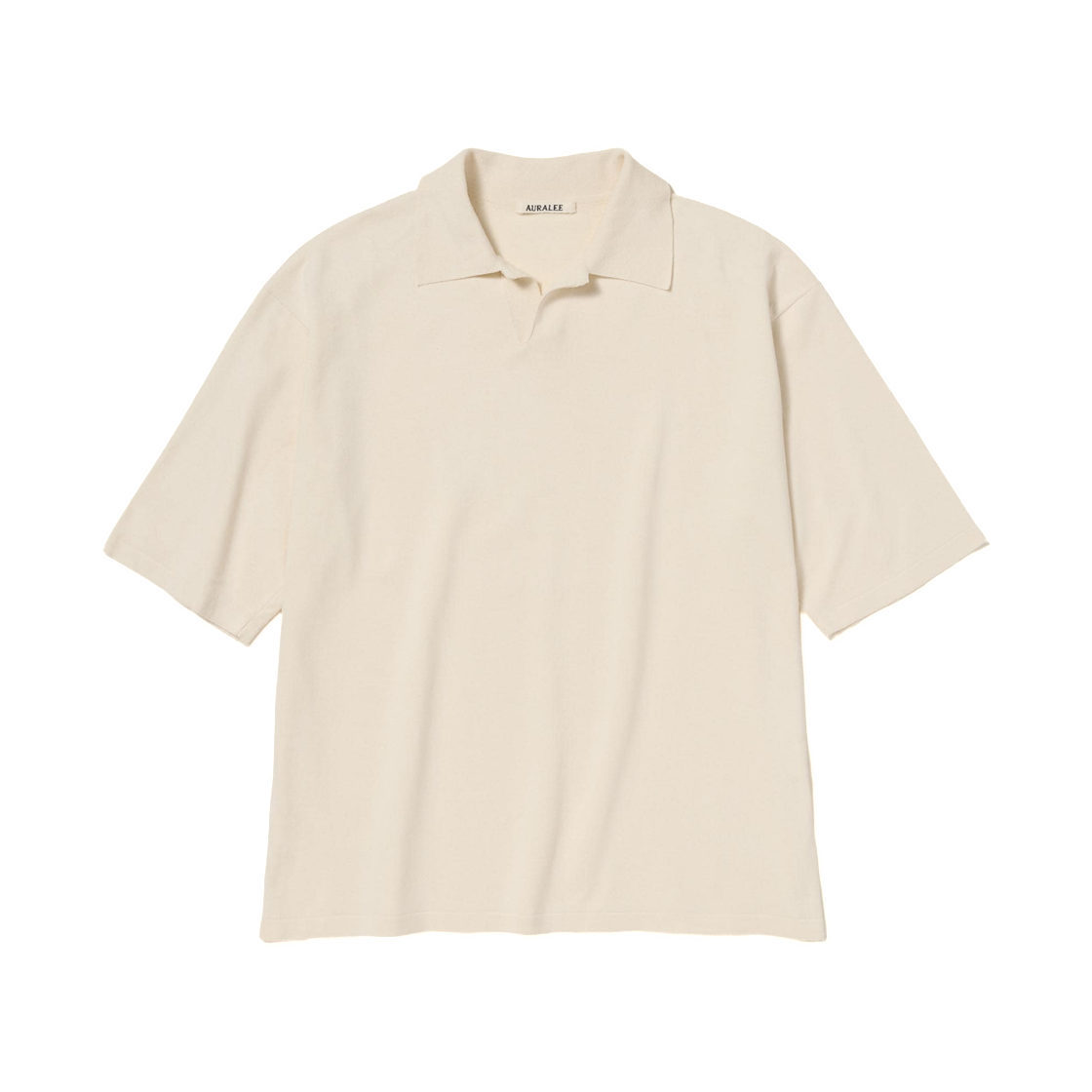 A26SP02SJ Auralee High Gauge Tussah Silk Knit Skipper Polo Ivory - 26SS