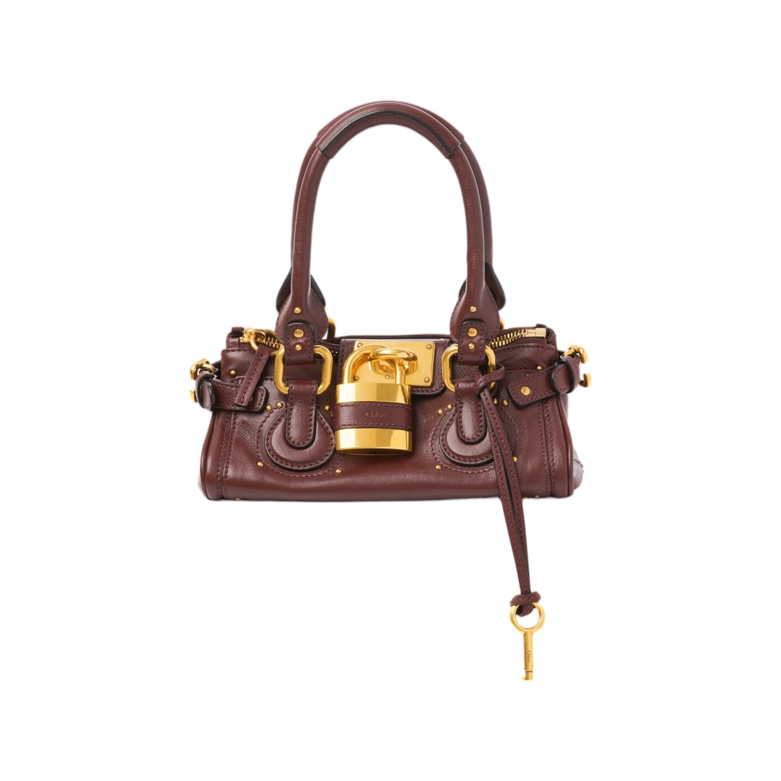 CH26SS805P7527M Chloe Small Paddington Bag in Grained Leather Crafty Brown