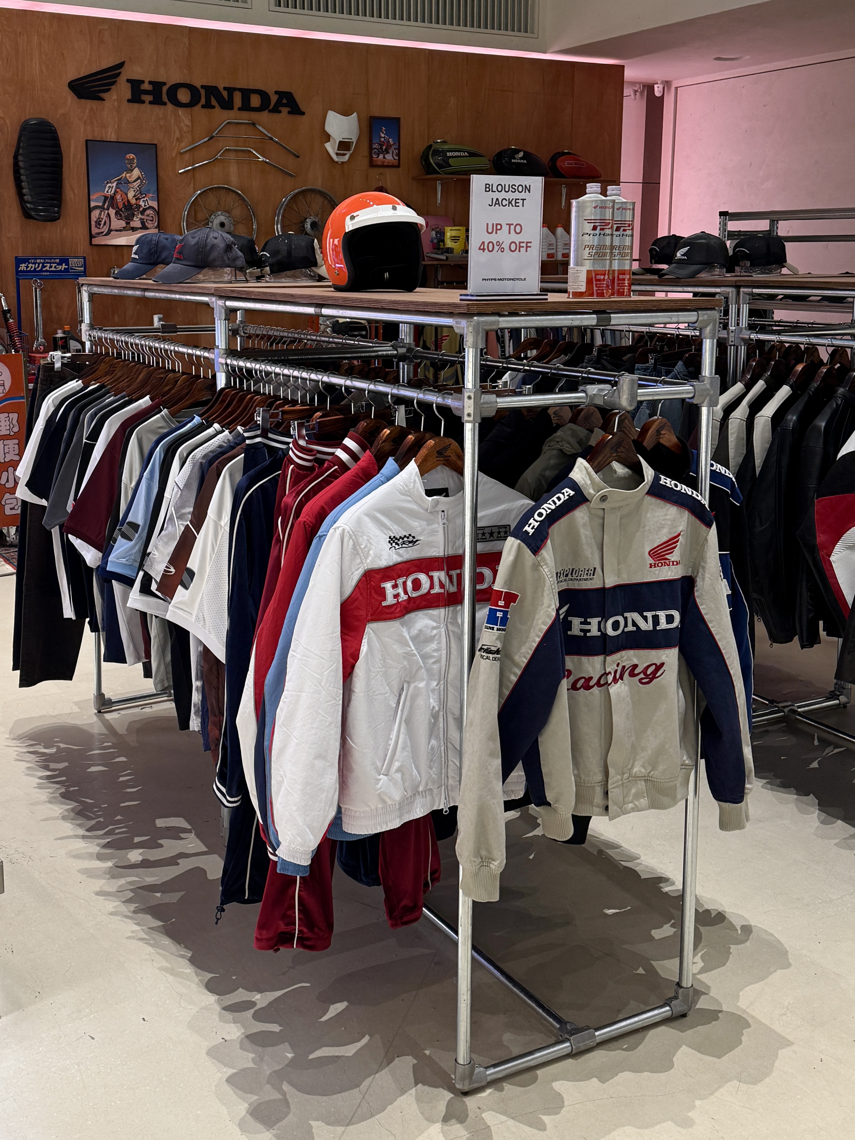 Honda Twill Multi Patch Motorcycle Jacket Ivory, Honda Piping Motorcycle Blouson Jacket White 착용 스타일 - 3