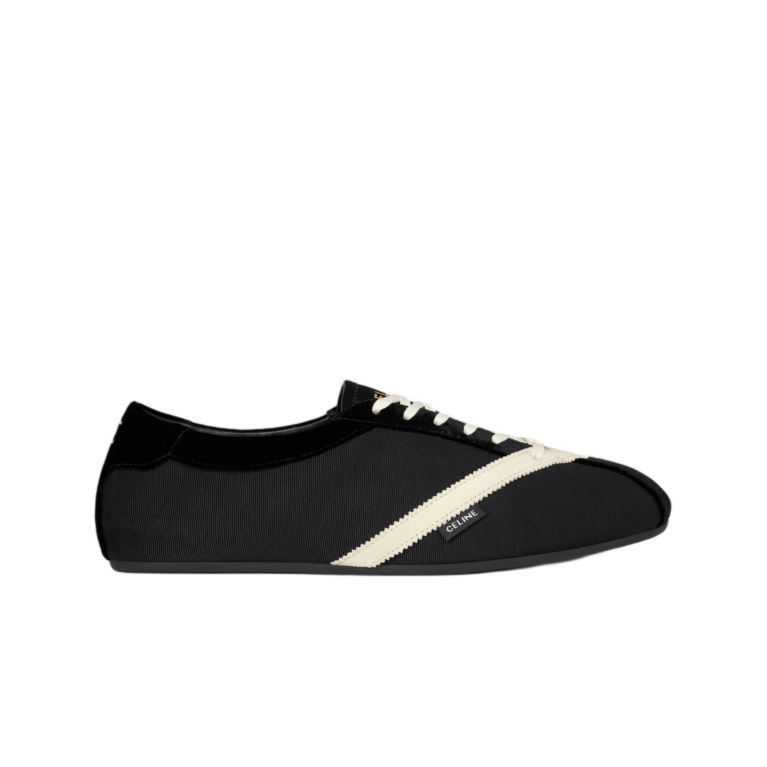 셀린느 플랫 스니커즈 그로 그레인 벨벳 스웨이드 고트스킨 앤 램스킨 블랙 화이트(Celine The Flat Sneaker in Gros Grain Velvet Suede Goatskin and Lambskin Black White)