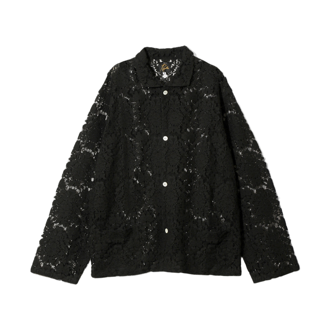 니들스 와이드스프레드 칼라 셔츠 라셸 레이스 블랙(Needles Widespread Collar Shirt Raschel Lace Black)