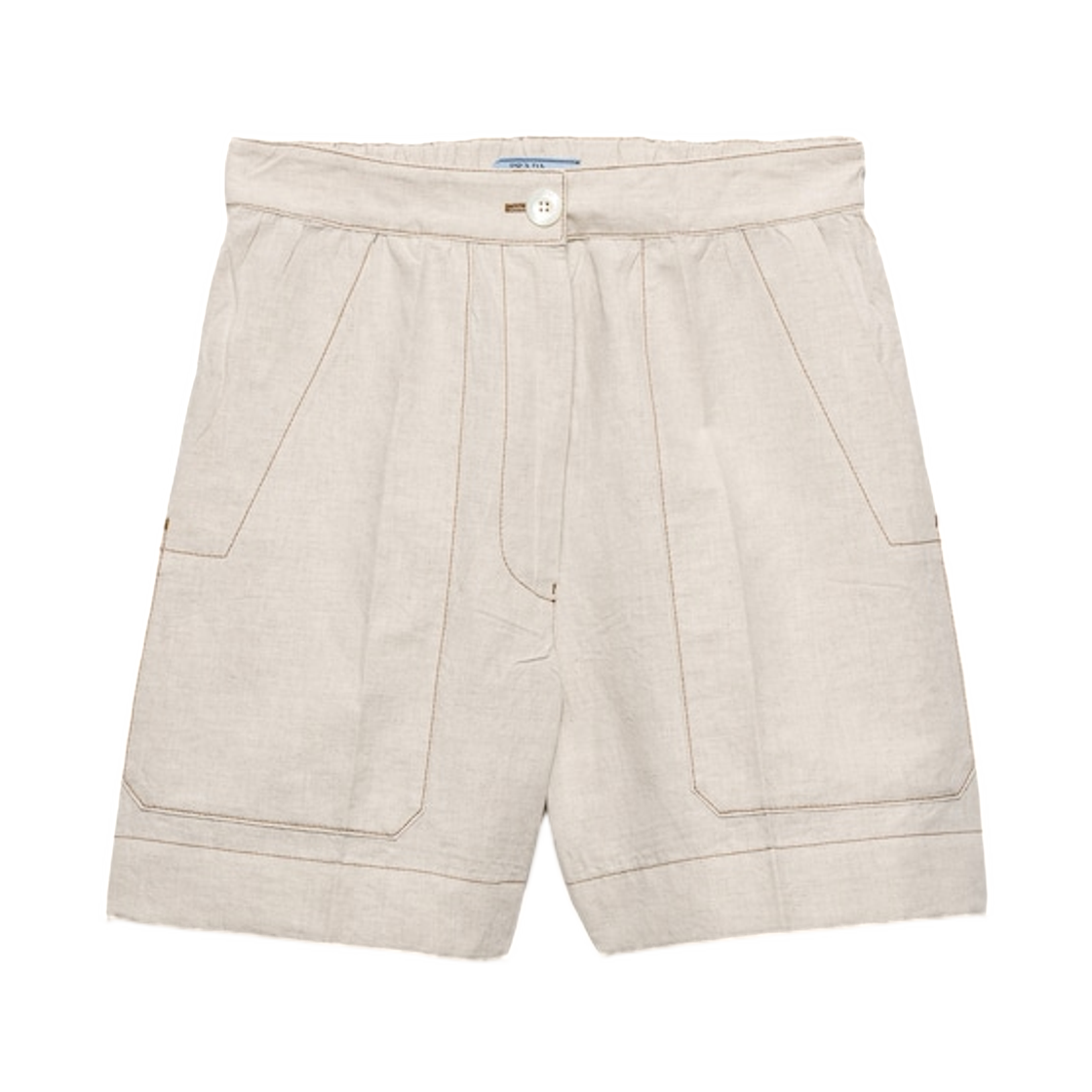 (W) 프라다 샴브레이 쇼츠 에크루((W) Prada Chambray Shorts Ecru)