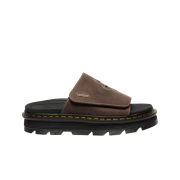 Dr. Martens Zebzag Flower Crazy Horse Leather Slides Dark Brown