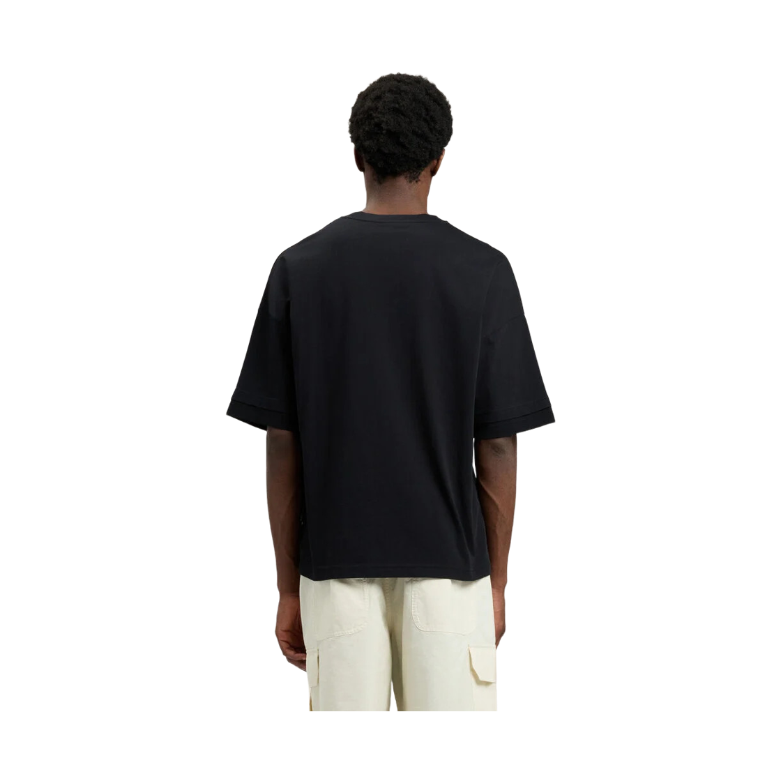 팜엔젤스 커브드 로고 루즈 더블 티셔츠 - 블랙(Palm Angels Curved Logo Loose Double Tee - Black Black) - 4