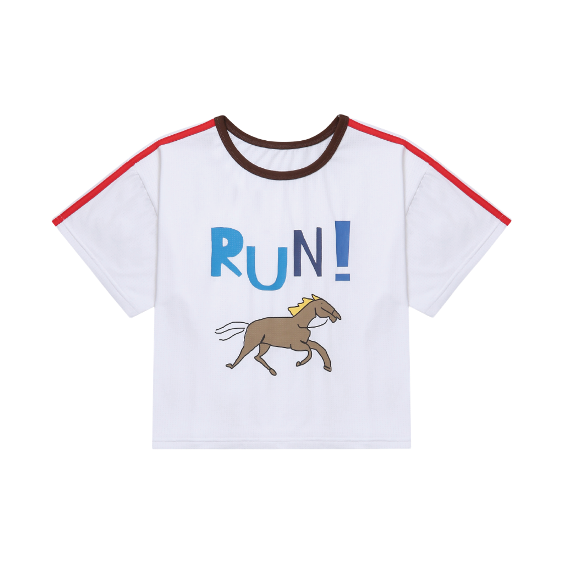 이오유 홀스 크롭 메쉬 반팔 티셔츠 화이트(EOU Horse Crop Mesh SS001 White)