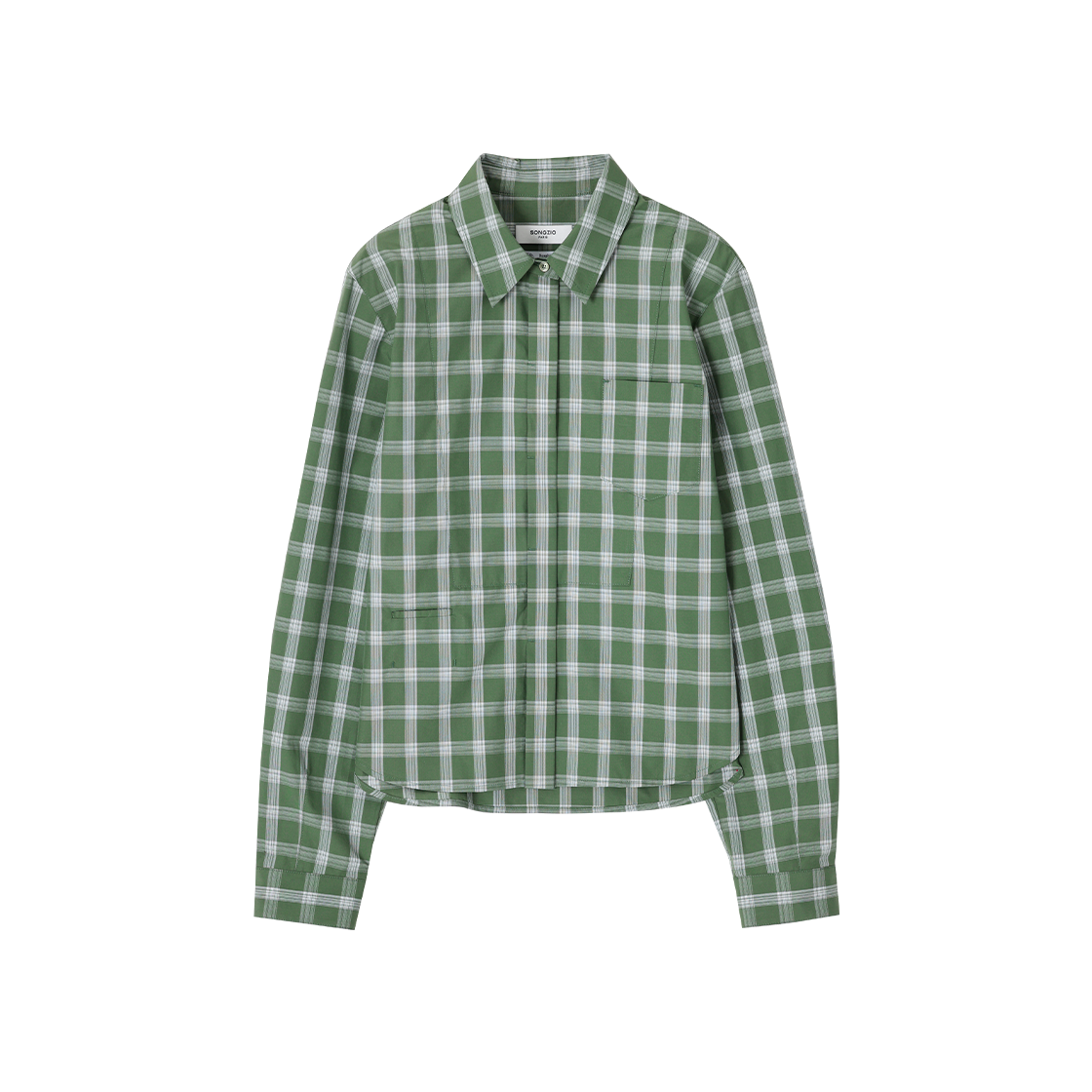 WI2SH206KK (W) SONGZIO Embroidered Check Tuxedo Shirt Khaki