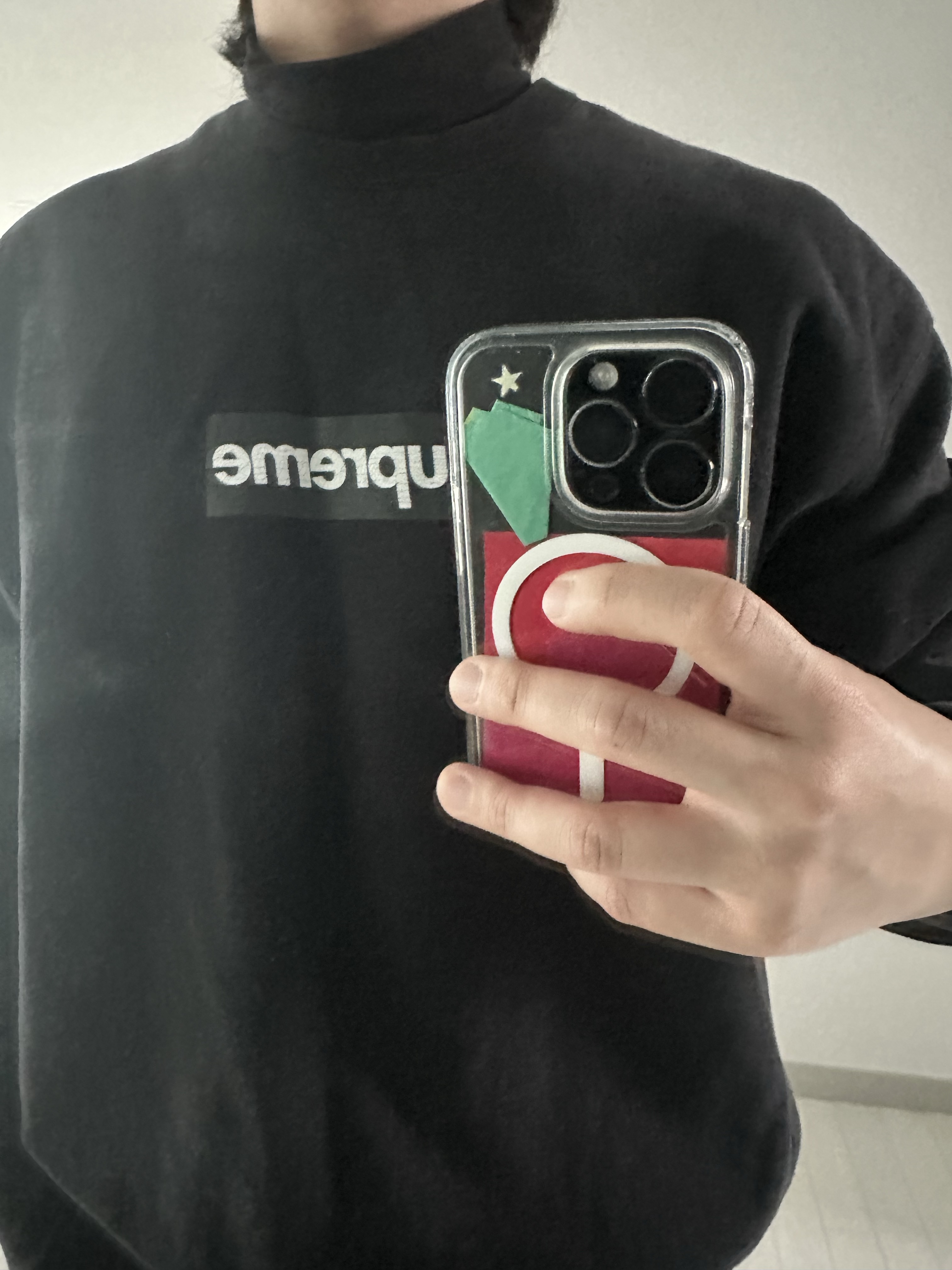Supreme Washed Box Logo Crewneck Black - 25SS 착용 스타일