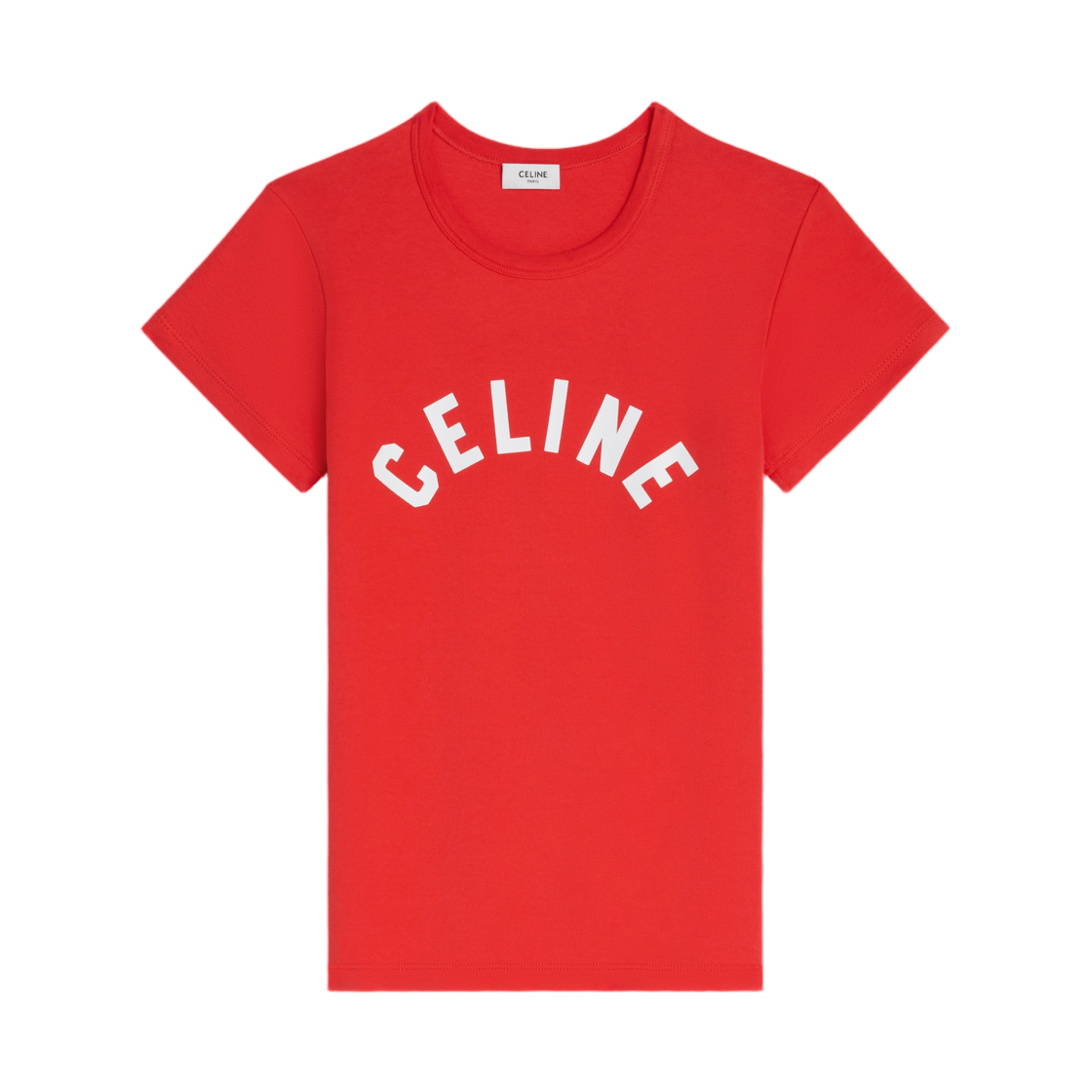 셀린느 레귤러 티셔츠 립드 코튼 저지 레드 사이클리스트 오프 화이트(Celine Regular T-Shirt in Ribbed Cotton Jersey Red Cyclist Off White)
