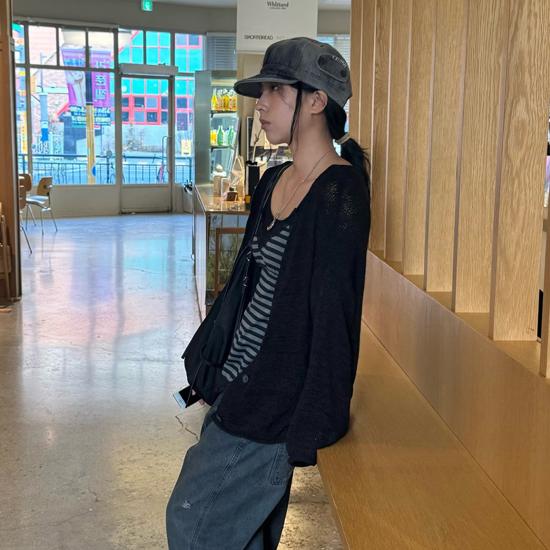 Thevinylhouse Raw Country Ball Cap Black 착용 스타일