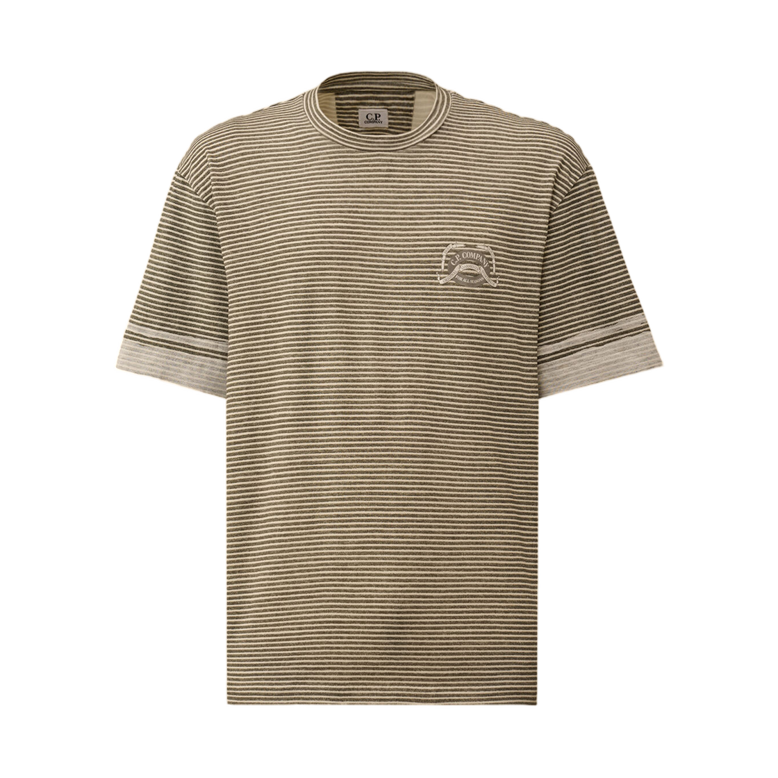 C.P. 컴퍼니 프린티드 저지 20/1 숏슬리브 로고 티셔츠 건메탈 그레이 - 26SS(C.P. Company Printed Jersey 20/1 Short Sleeve Logo T-Shirt Gunmetal Grey - 26SS) - 1