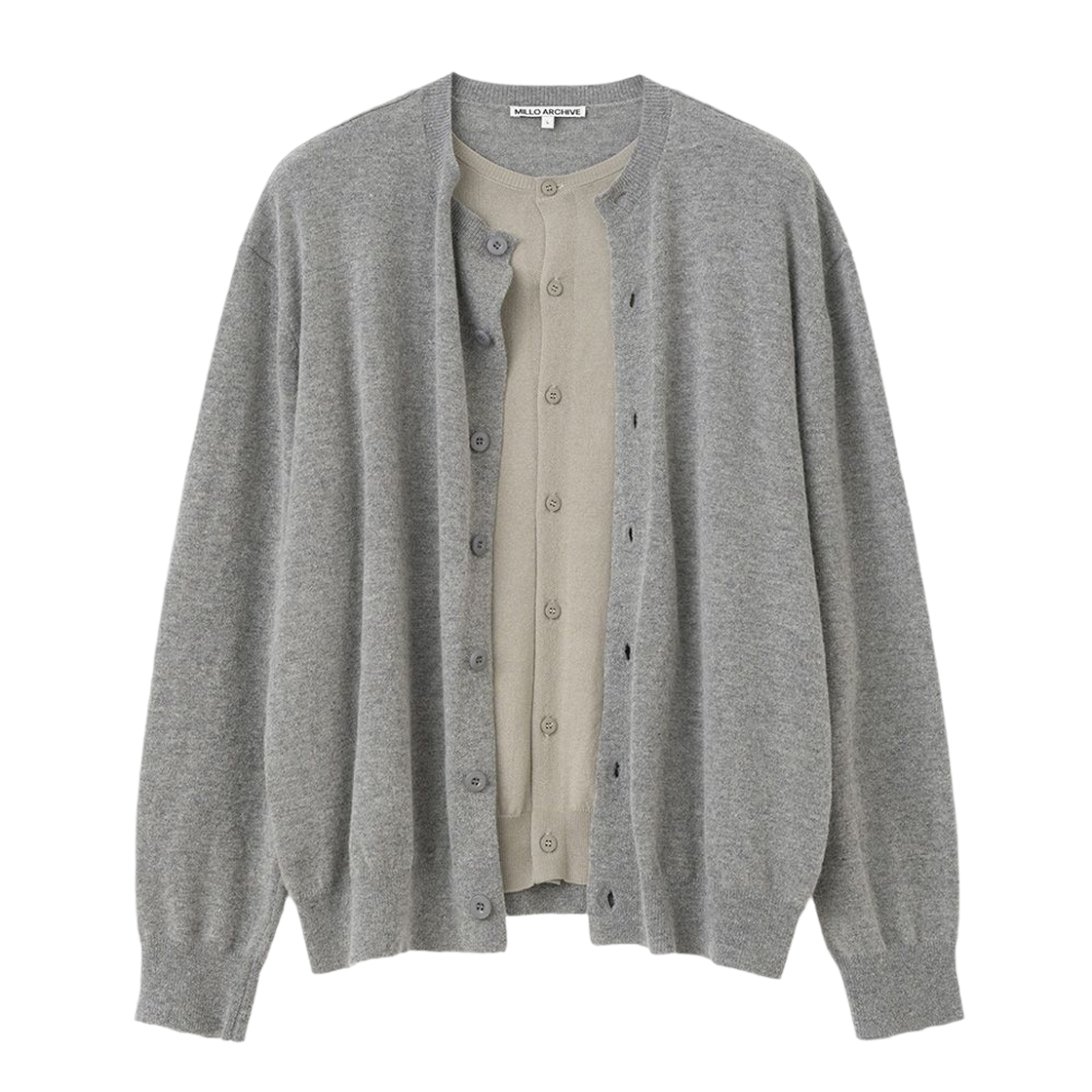 밀로 아카이브 델 레이어드 가디건 멜란지 그레이(milloarchive Del Layerd Cardigan Melange Gray)