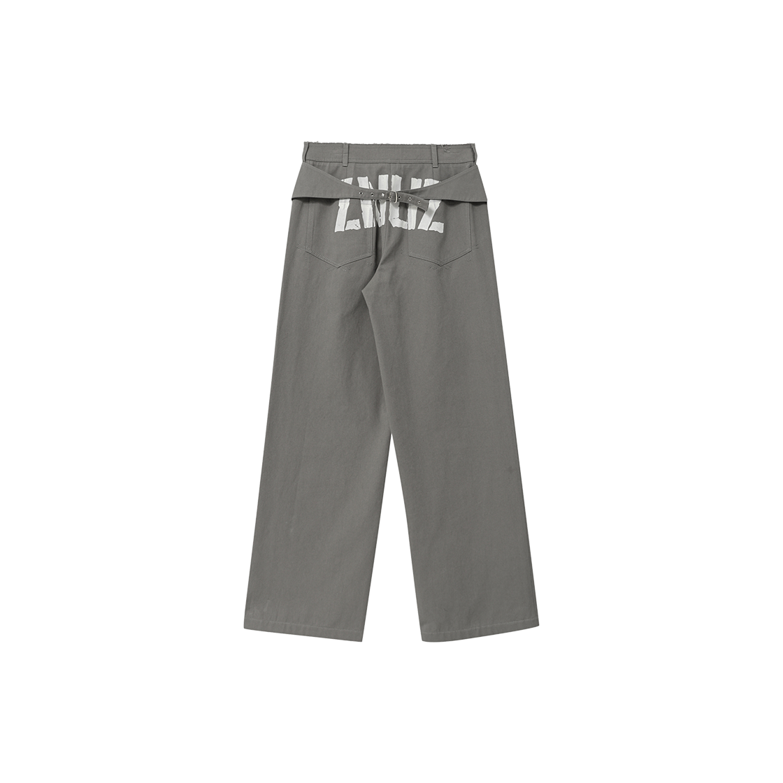 제뉴즈 Z 백 로고 버클 스트레이트 팬츠 - 라이트 그레이(Znuz Z Back Logo Buckle Straight Pants - L/Grey) - 2