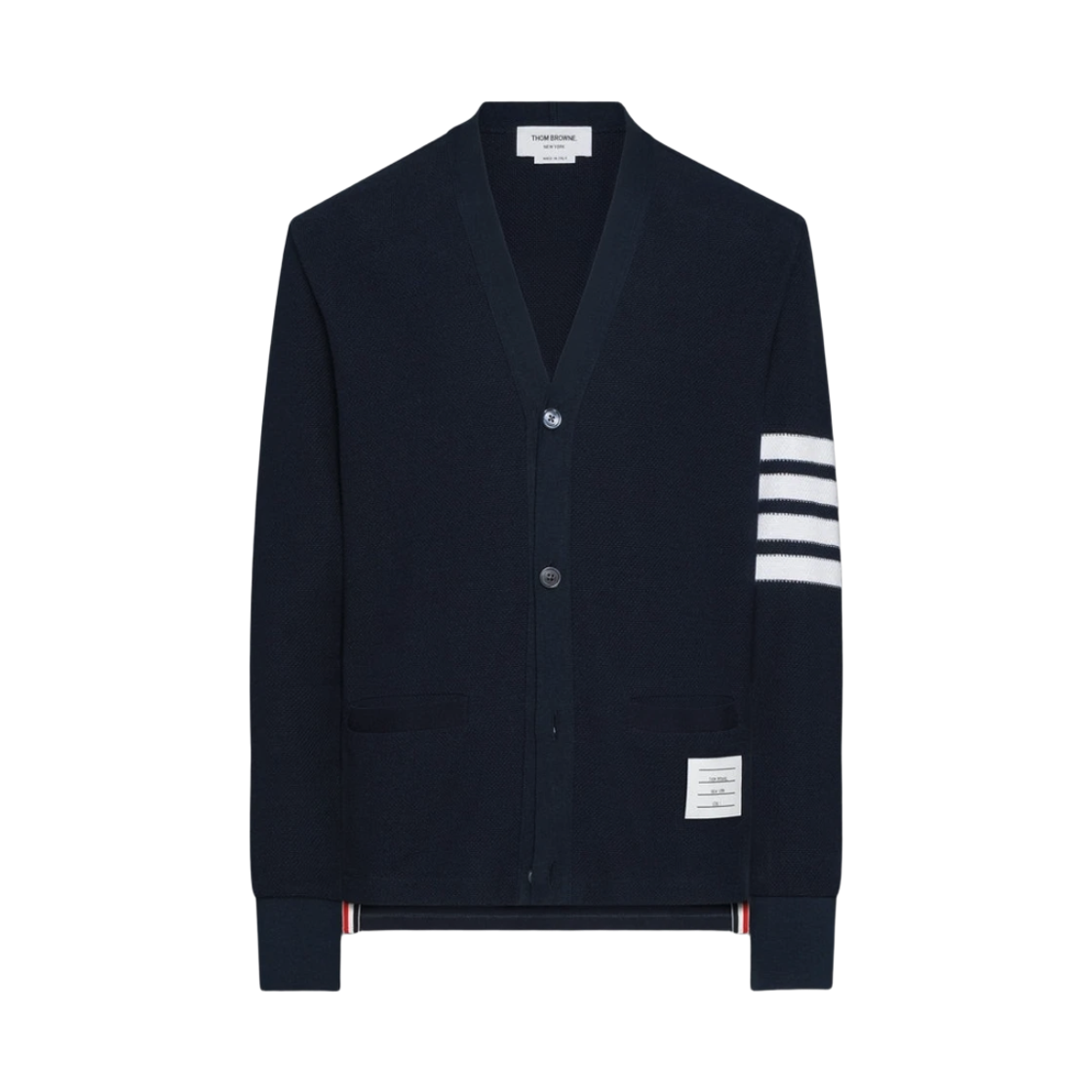 MJT554A J0248 415 26S [15% 쿠폰] Thom Browne Textured Pique 4-Bar Cardigan Navy