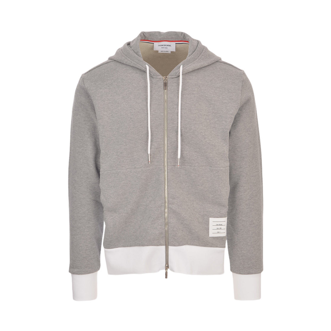 MJT517A 03037 055 25S [15% 쿠폰] Thom Browne Classic 4-Bar Jersey Zip Up Hoodie Light Grey