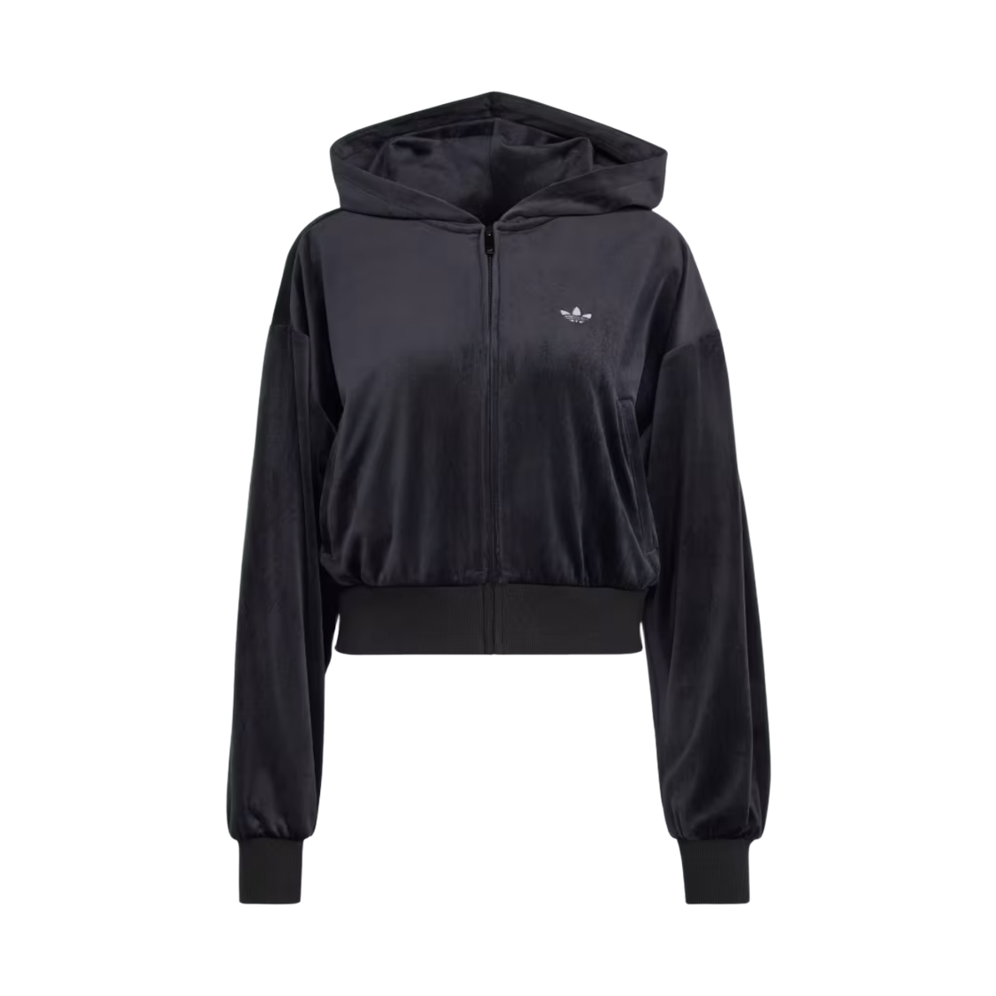KR9150 (W) Adidas Essentials Velour Track Top Black - KR Sizing
