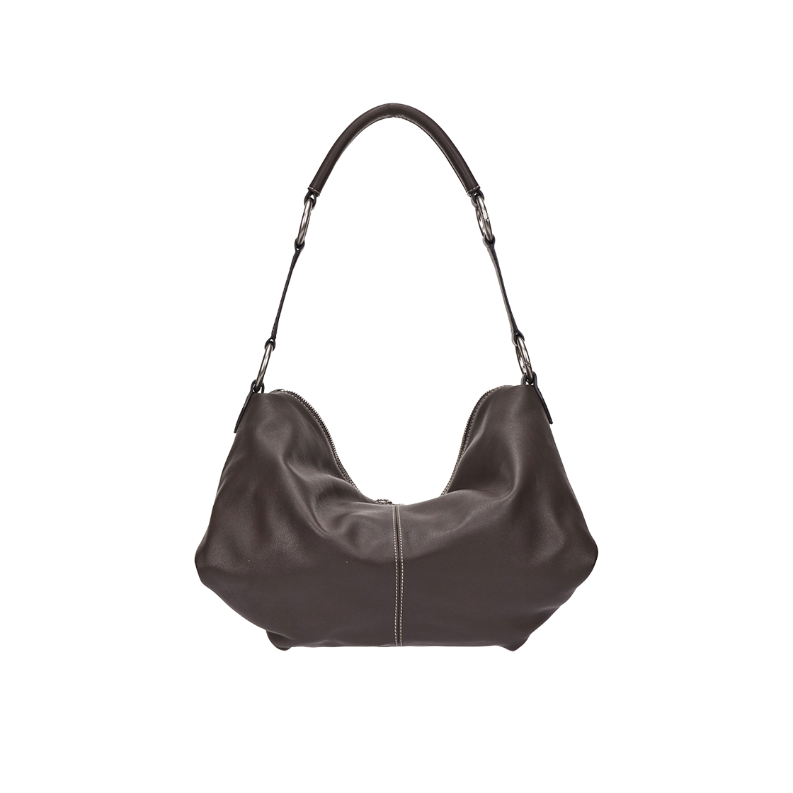 분크 하프문 아타쉬 숄더 미듐 다크브라운(vunque Halfmoon Attache Shoulder M Dark Brown) - 4