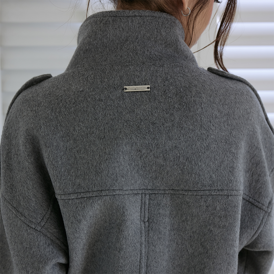 로제프란츠 벨티드 퍼널넥 울 하프 코트 [그레이](Rosefrantz Belted Funnel-Neck Wool Half Coat [Gray]) - 6