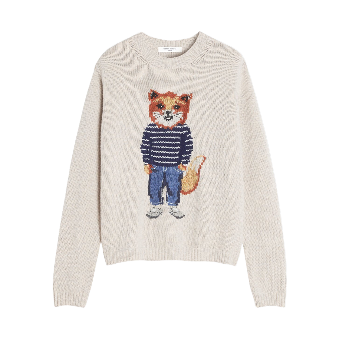 PW00812KH0002 0382 25F [15% 쿠폰] (W) Maison Kitsune Dressed Fox Intarsia Wool Jumper Parchment White