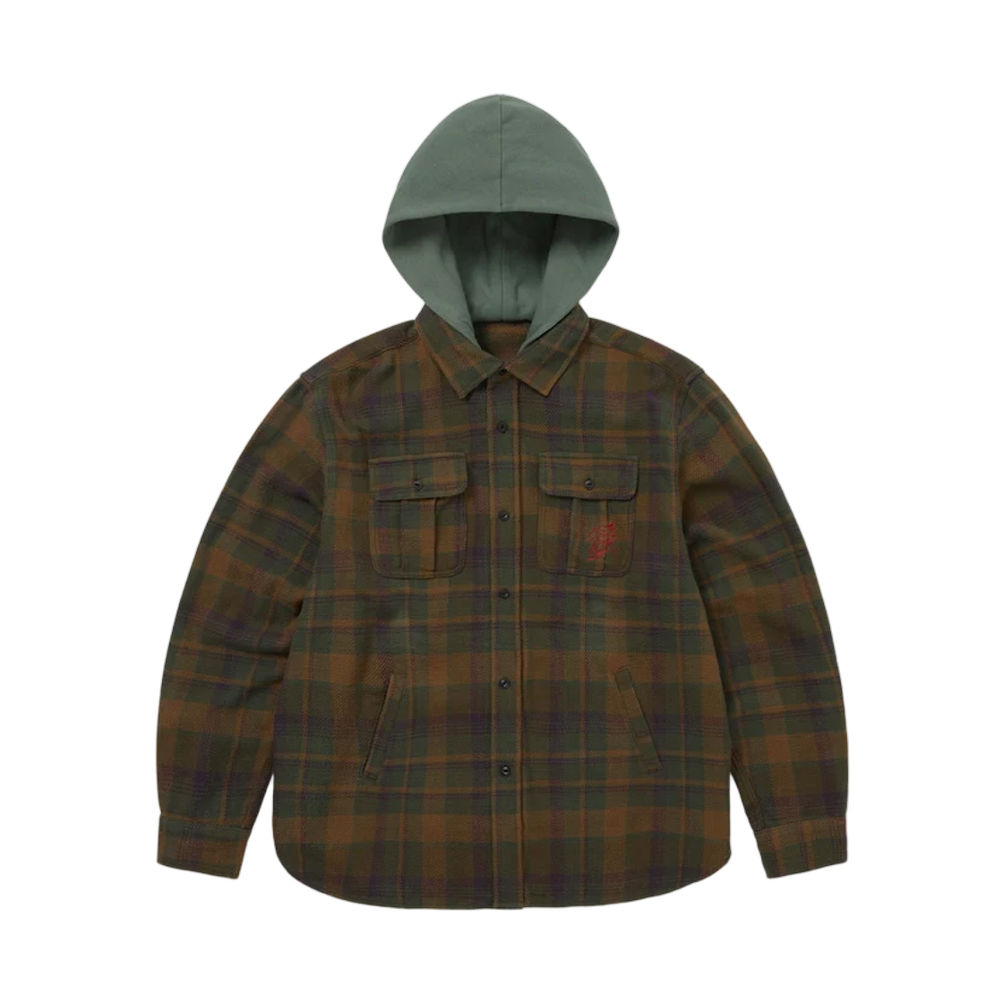 - Thisisneverthat x Grateful Dead Lightning Bear Hooded Plaid Shirt Olive