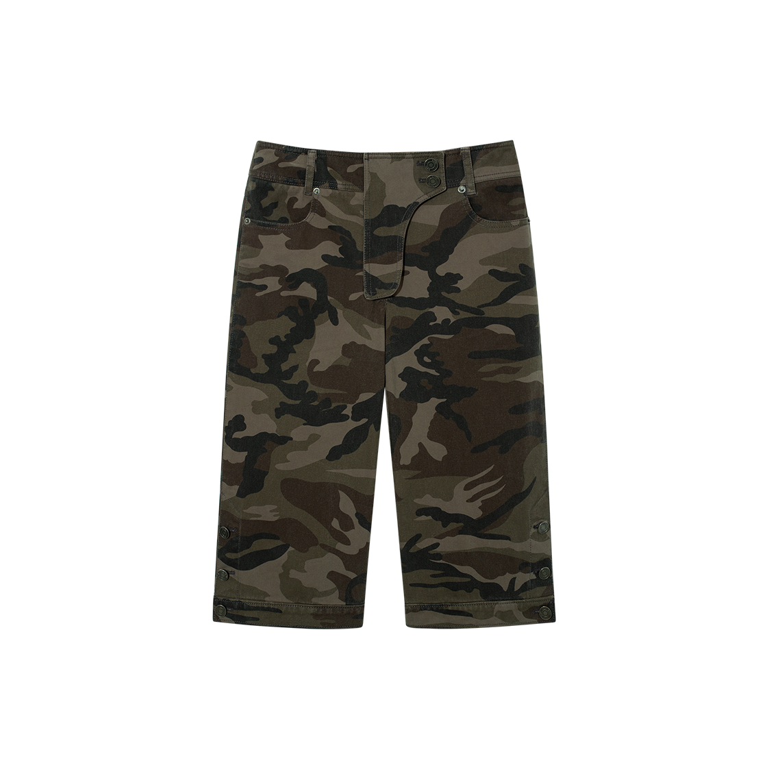 Z26F-WPT09-KH Znuz Carzo Camo Capri Pants - Khaki