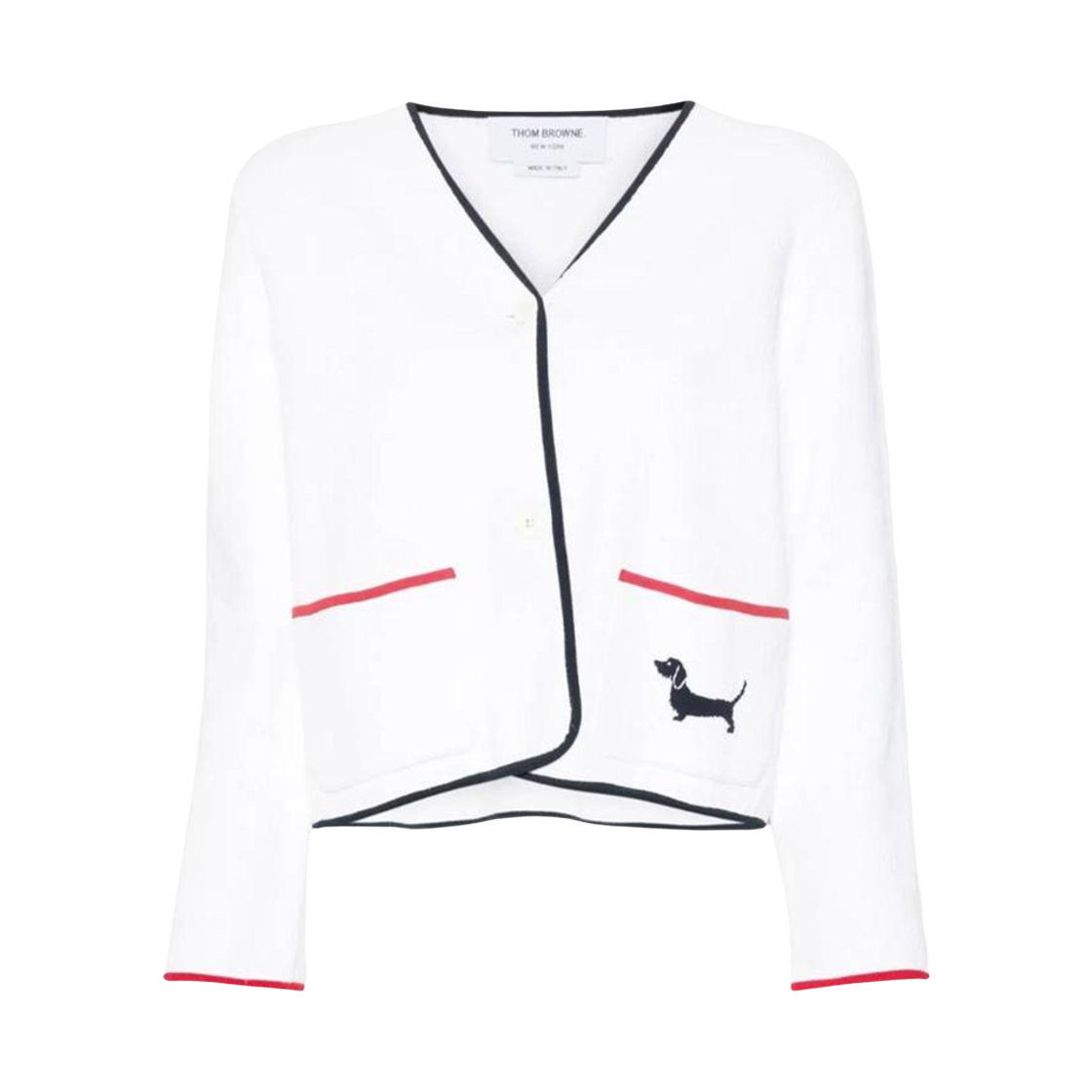 FKJ108B Y5502 100 25S [15% 쿠폰] (W) Thom Browne Pointelle Hector Cardigan White