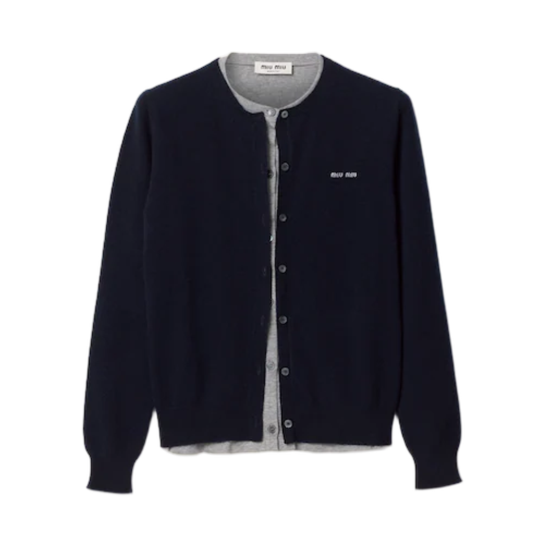 MMF04L-60BG-F0008 (W) Miu Miu Cashmere and Jersey Cardigan Navy
