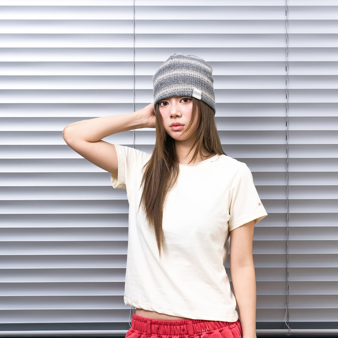 낫뉴 nn 라벨 옴브레 비니 라이트 그레이(Not New nn Label Ombre Beanie Light Grey) - 3