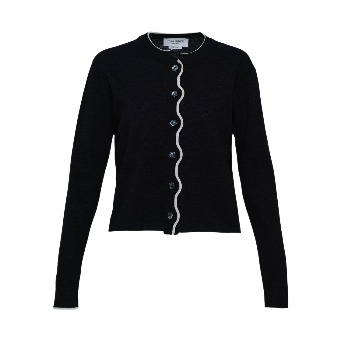 FKC664A Y1045 415 25F [15% 쿠폰] (W) Thom Browne Textured Stitch Crewneck Cardigan Navy
