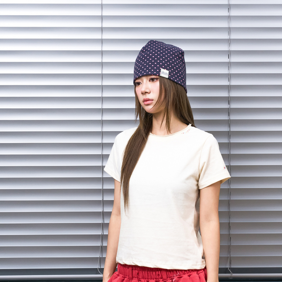 낫뉴 nn 라벨 허니 도트 비니 네이비(Not New nn Label Honey Dot Beanie Navy) - 2
