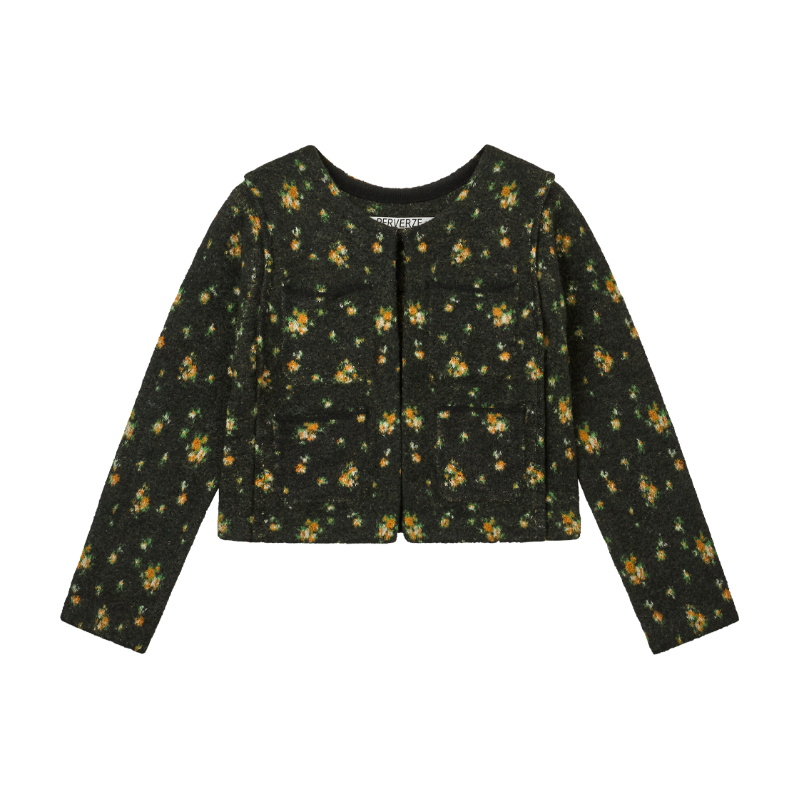 퍼버즈 우먼 플로럴 도트 니트 가디건 블랙 - 26FW(Perverze Women Floral Dot Knit Cardigan Black - 26FW)