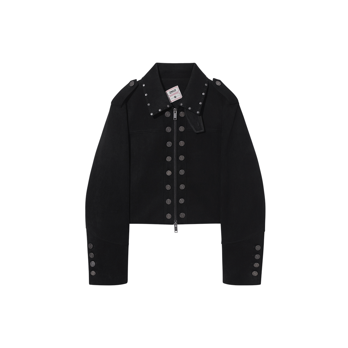 Z26F-WJK04-BK Znuz Marz Napoleon Suede Crop Jacket - Black