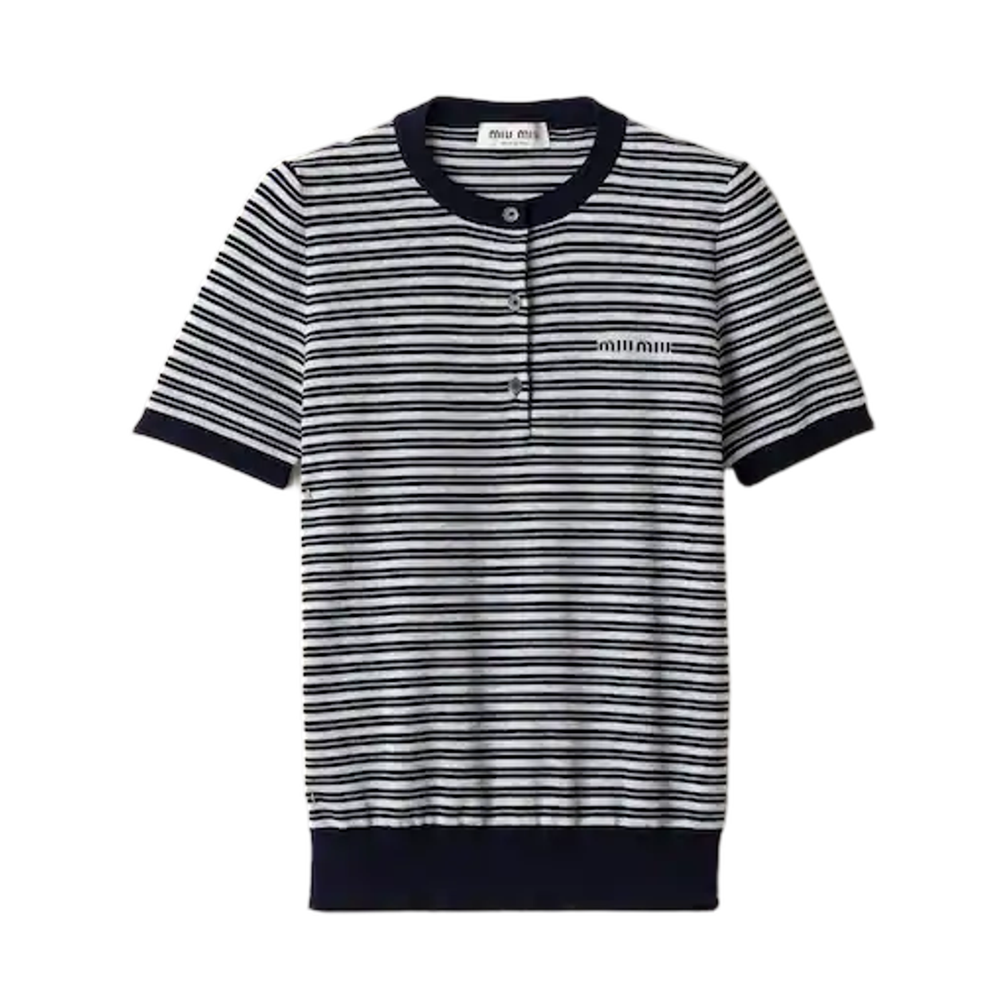 MML09D-60BA-F0QWC (W) Miu Miu Striped Wool Sweater Blue Marble